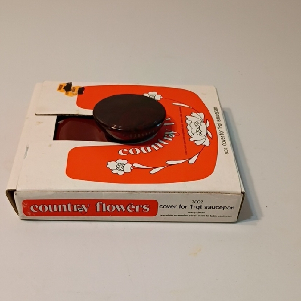Vintage Country Flower Sanko Ware Brown Saucepan Lid Cottagecore